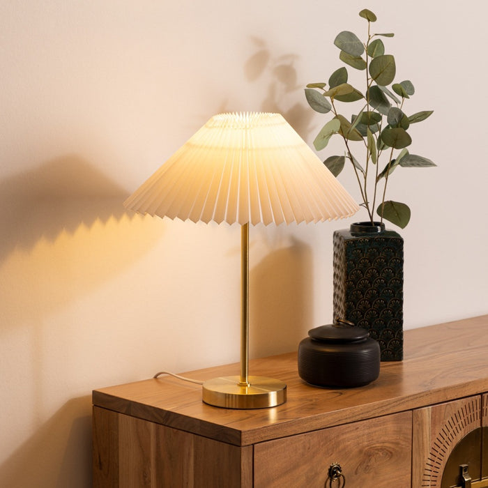 LIORA Elegant Bedside Table Lamp with Wood&TC Shade – E27, 25W Max