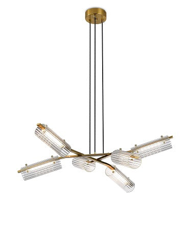 Art Deco-Inspired Led Acrylic Pendant Light Golden