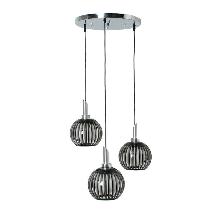 CD10411ABY6-R 3 Heads Black Crystal Look Led Round Base Pendant Light/Chandelier