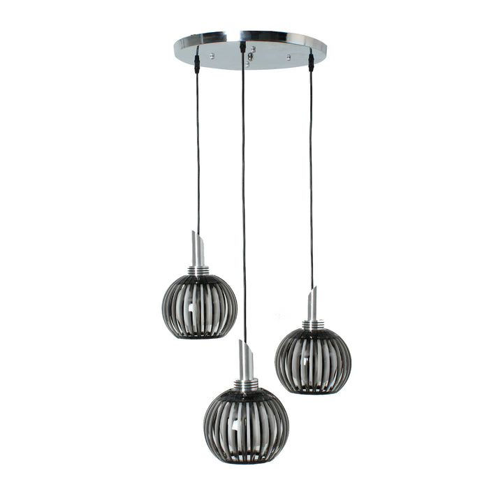 Bower 3 Heads Black Crystal Look Led Round Base Pendant Light