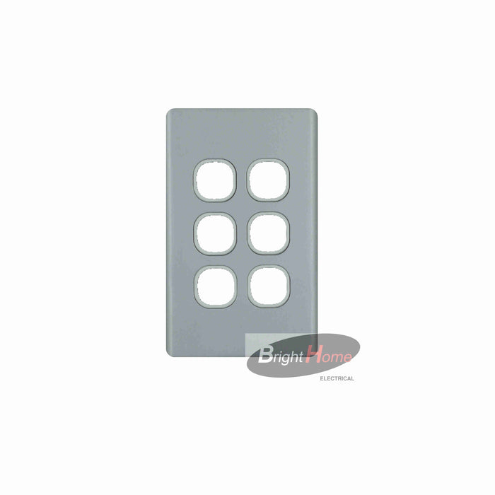 6 Gang Switch Cover Plate Only Aluminium
