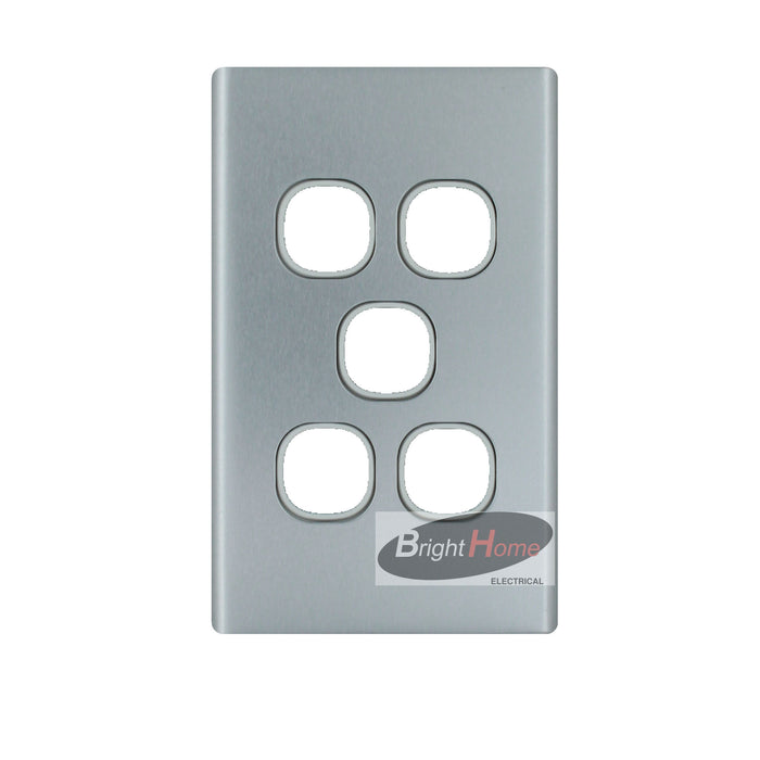 5 Gang Switch Cover Plate Only Aluminium