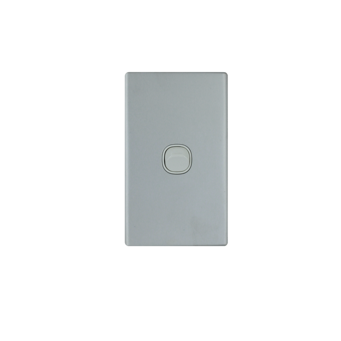 Slim 1 Gang Switch White base silver cover