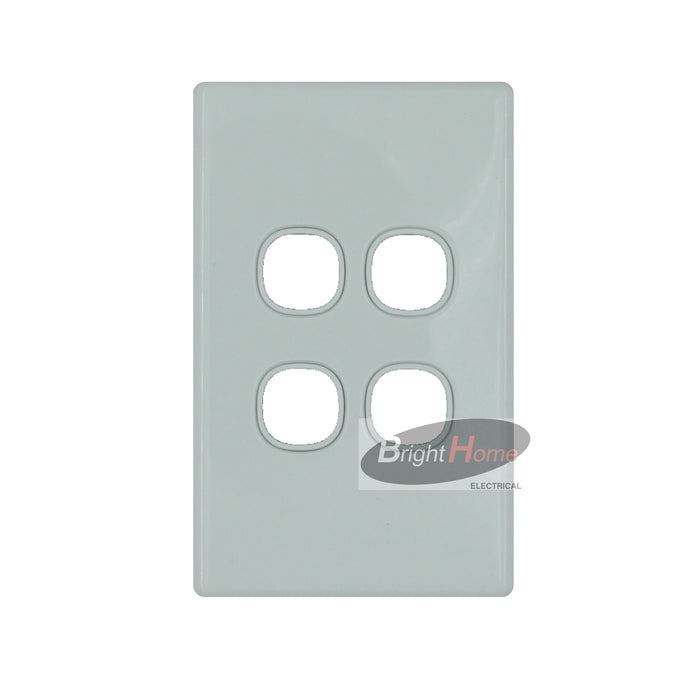 SWS4LM-WW Slim 4 Gang Switch Grid Panel only White base White cover