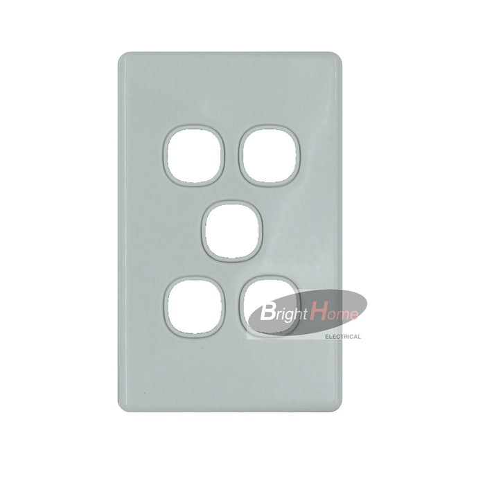 SWS5LM-WW Slim 5 Gang Switch Grid Panel only White base White cover