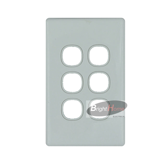 SWS6LM-WW Slim 6 Gang Switch Grid Panel only White base White cover