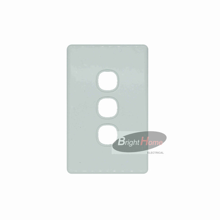 Slim 3 Gang Switch Grid Panel Only White Base White Cover