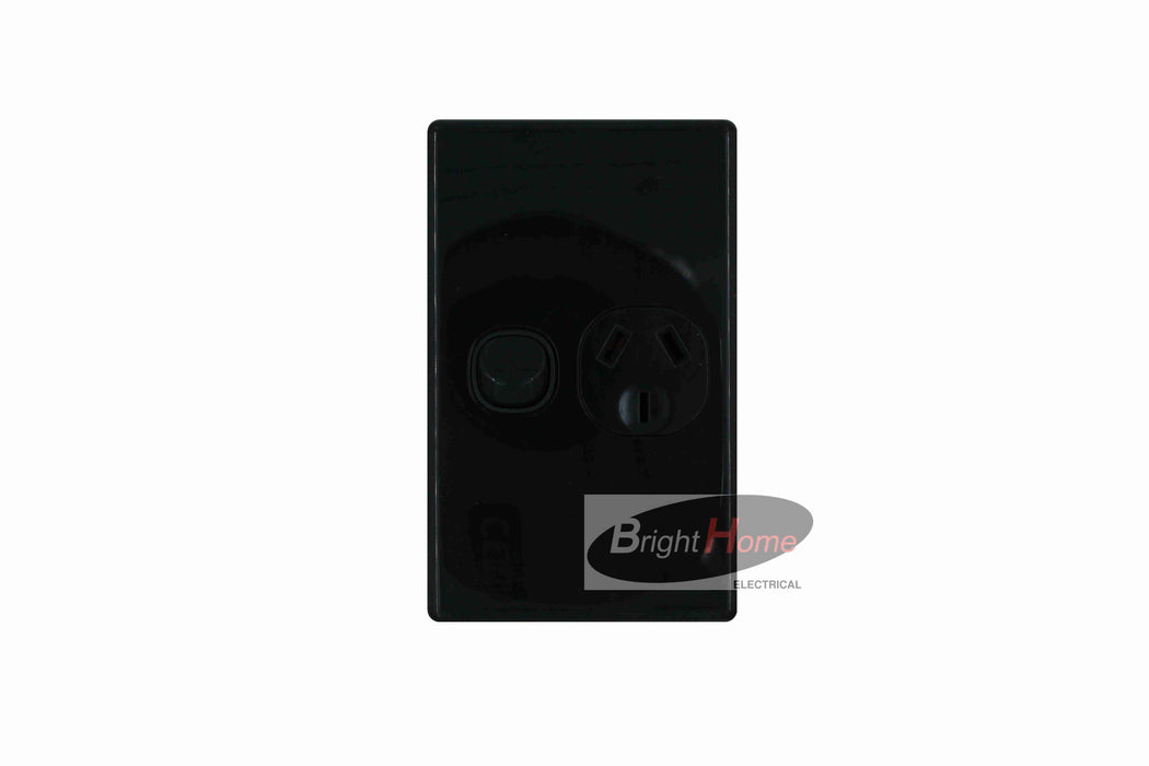 Slim single powerpoint 10a (Vertical), Black base Black cover
