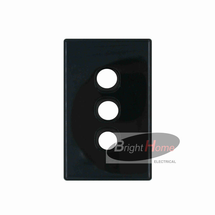 Slim 3 Gang Switch Grid Panel only Black base Black cover