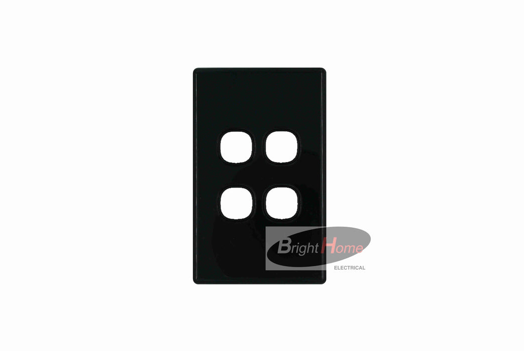 Slim 4 Gang Switch Black base Black cover