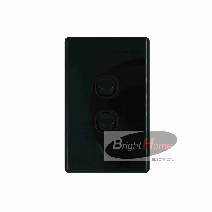 Slim 2 Gang Switch Black base Black cover