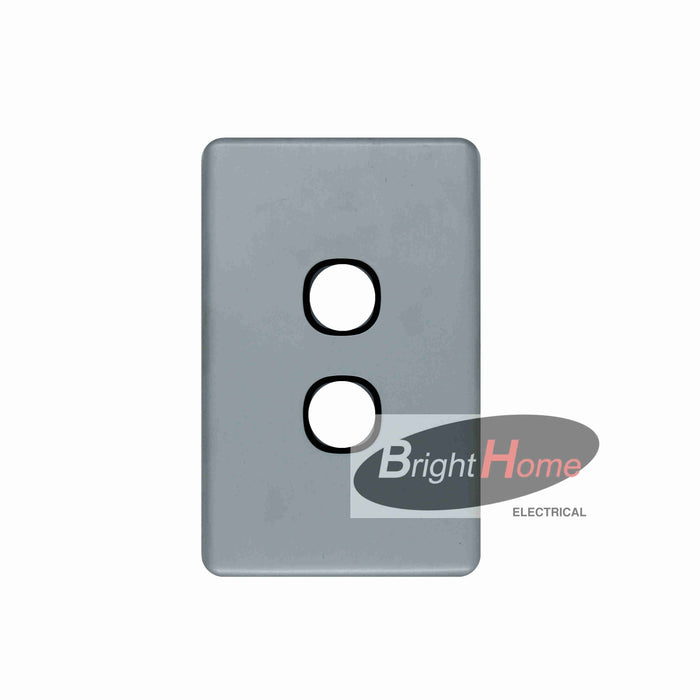 Slim 2 Gang Switch Grid Panel only Black base SILVER cover