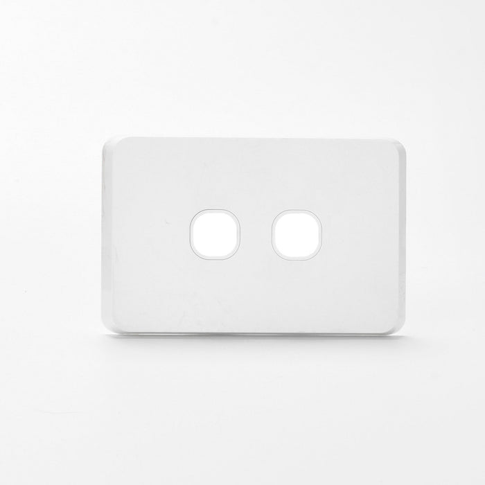 iLuxlite 2 Gang Switch Grid Panel Only - Less Mechanism - White