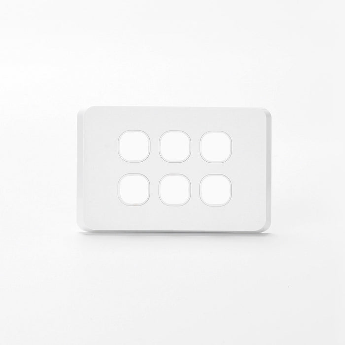 iLuxlite 6 Gang Switch Grid Panel Only - Less Mechanism - White