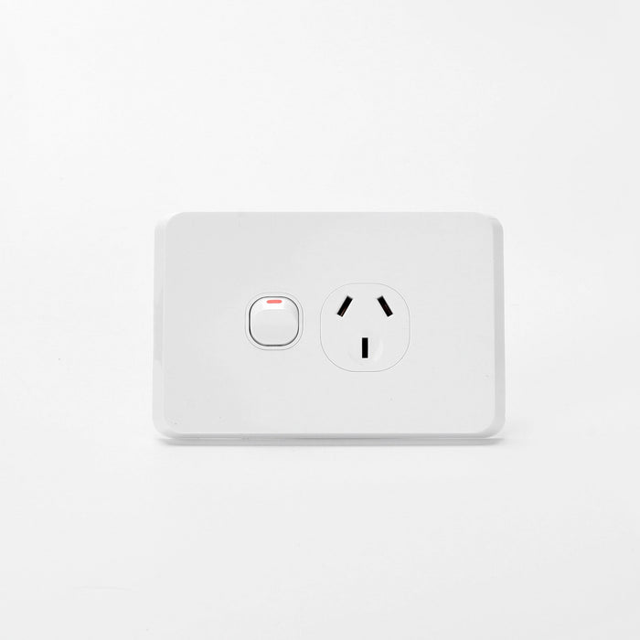 iLuxlite Single Power Point - 10A - Horizontal - White