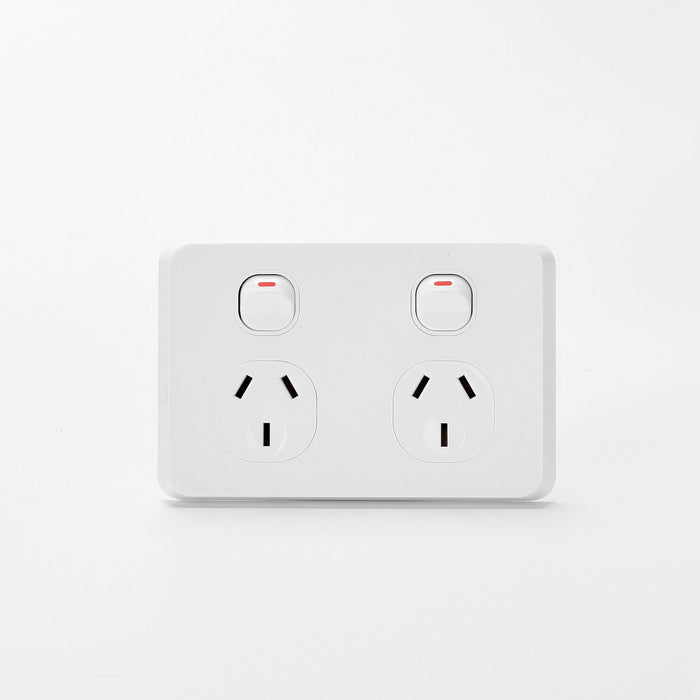 iLuxlite Double Power Point - 10A - Horizontal - White
