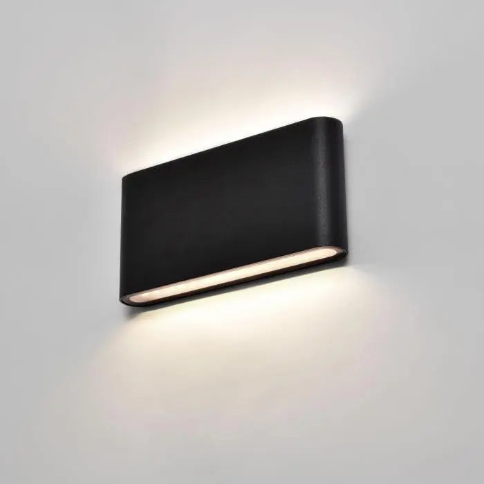 Modern LED Wall Light – 12W, 3000K Warm White, IP44, Die-Cast Aluminum, Clear Glass