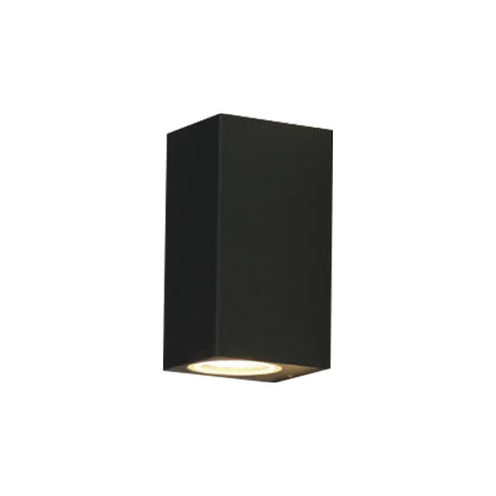 Modern Black Die-Cast Aluminum Wall Light with 2x GU10 LED – IP44, 3000K