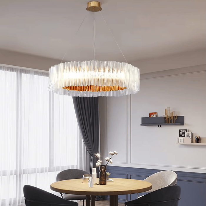 Pleated Italian-designed LED Acrylic Pendant Light 3000K Golden