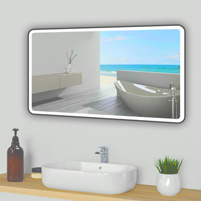 Rectangular LED Mirror Light – 1200x700mm Grey Frame