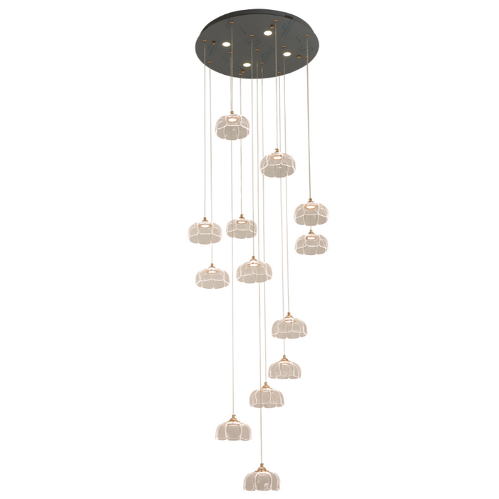 LOTUS 9 HEAD MODERN DESIGN LED PENDANT LIGHT GOLDEN BASE 450MM