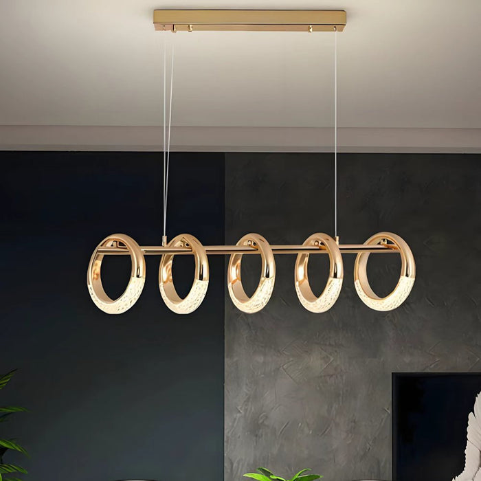 AURORA Gold Ring LED Pendant Light – 25W, 3000K Warm Light, Clear Acrylic, L1000×H1200mm