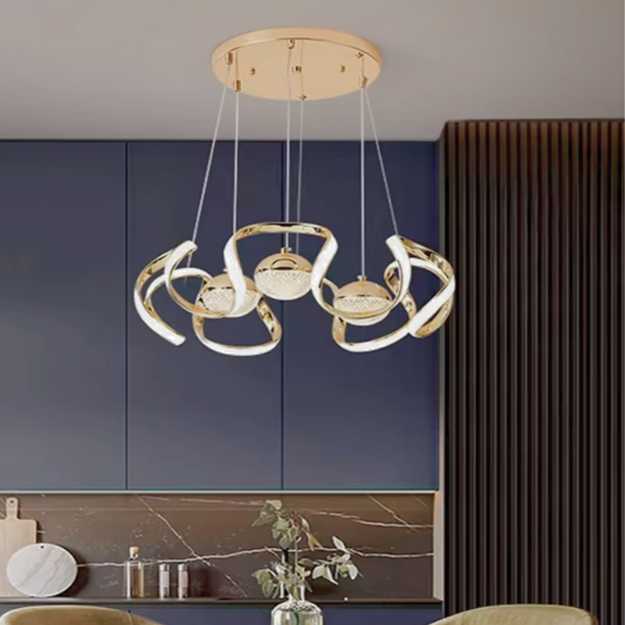 ROSE Led Curve Pendant Light Golden