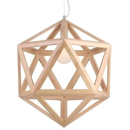 Modern Polygonal Pendant Lights With Wooden Cover