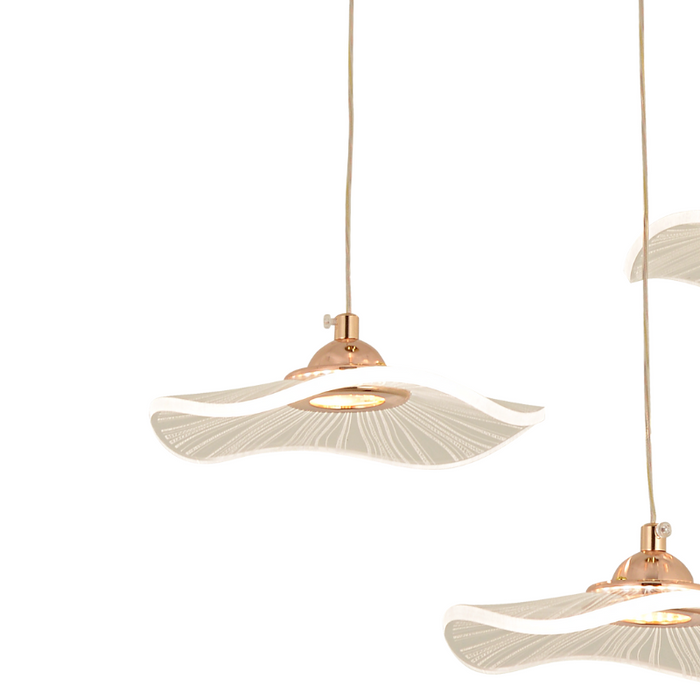 LOTUS LEAF Modern Acrylic 5 Head LED Pendant Light Golden