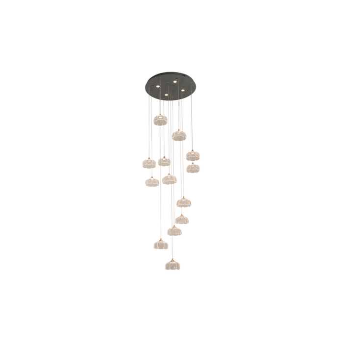 LOTUS 9 HEAD MODERN DESIGN LED PENDANT LIGHT GOLDEN BASE 450MM