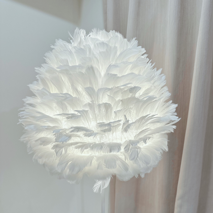 PLUMA Feather Shade Floor Lamp with Metal Column – E27, 25W Max