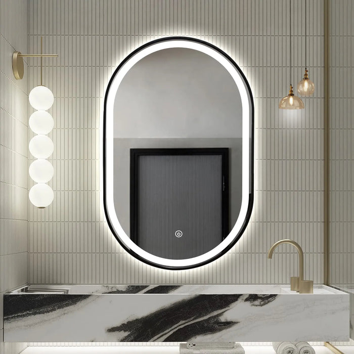 Modern LED Bathroom Mirror with Black Frame