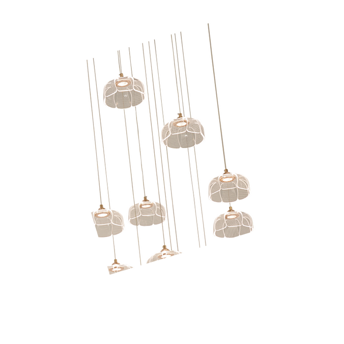 LOTUS 9 HEAD MODERN DESIGN LED PENDANT LIGHT GOLDEN BASE 450MM