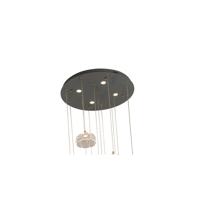 LOTUS 9 HEAD MODERN DESIGN LED PENDANT LIGHT GOLDEN BASE 450MM