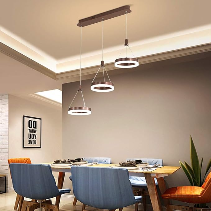 SATURN 3 Head Golden Led Modern Design Horizontal Pendant Light
