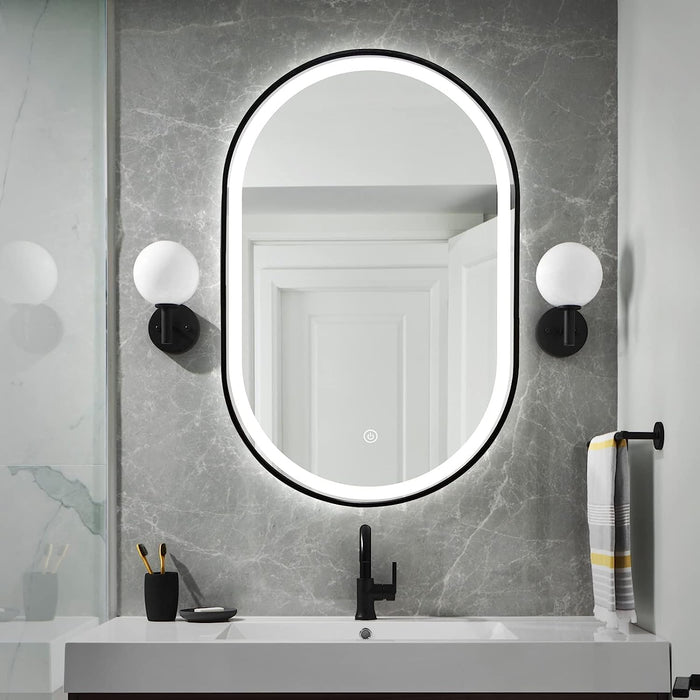 Modern LED Bathroom Mirror with Black Frame