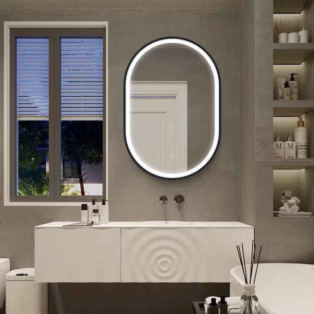 Black Frameless Wax Gourd Shaped LED Mirror 500×800mm