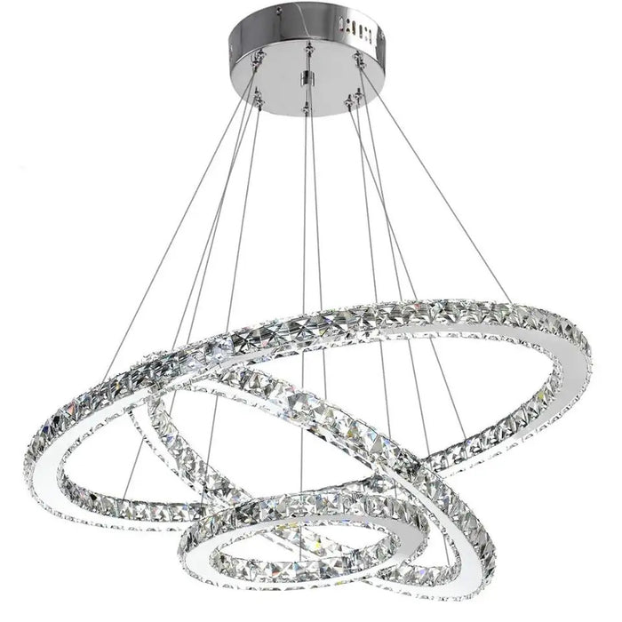 CD208-3L    LED 3 Rings Large Hanging Crystal Halo Chandelier Modern Ceiling Pendent Light