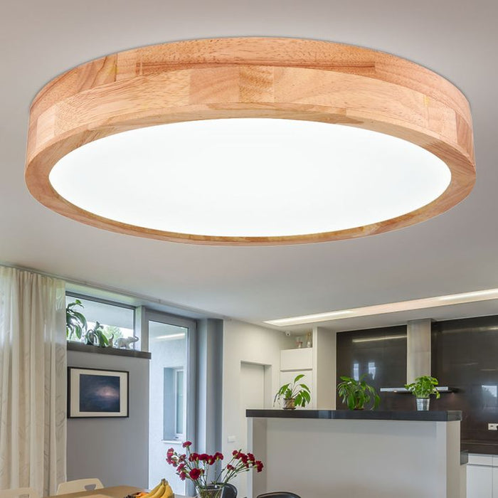 Round White Cover With Wooden Border LED Celling Light