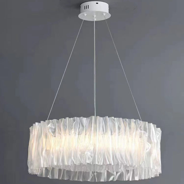 Pleated Clear Texture LED Acrylic Pendant Light Silver