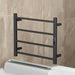 Black towel rack with digital display on a white background
