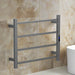 Gray towel rack with digital display on a white background