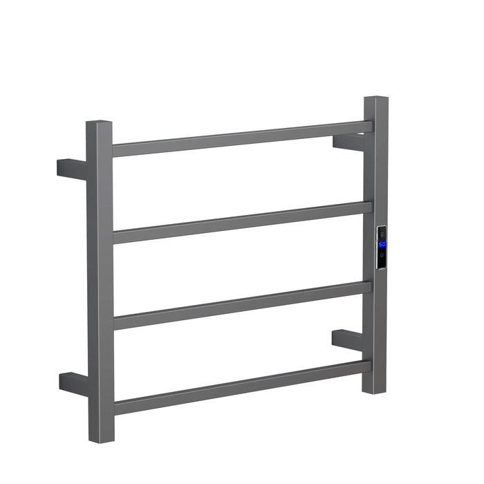 Gun Metal Electric Heated Towel Rail 4 Bar 600mm Timer & Temp Control