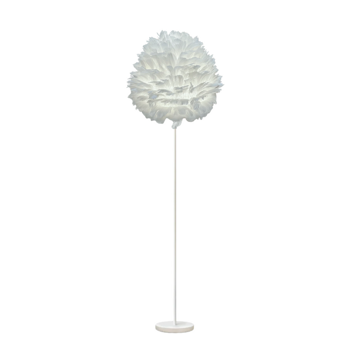 PLUMA Feather Shade Floor Lamp with Metal Column – E27, 25W Max