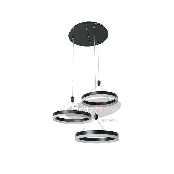 CD20412ABW6-R Led 3 Heads Round Black  Vertical Pendant Light