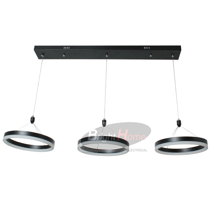 CD20412ABW6-B 3 Head Black Modern Design Horizontal LED Pendant Light/Chandelier