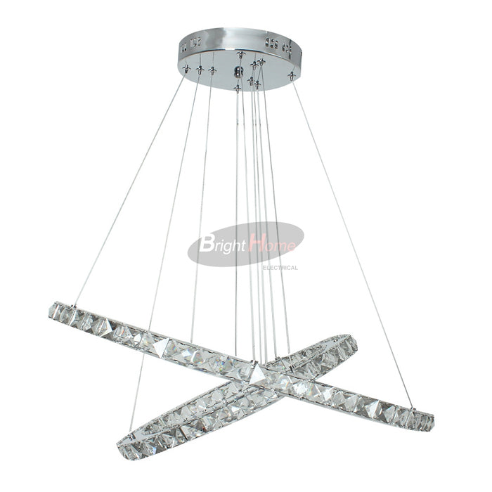 CD207   LED 2 Rings  Hanging Crystal Halo Chandelier Modern Ceiling Pendent Light