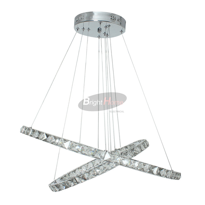 CD208-3L    LED 3 Rings Large Hanging Crystal Halo Chandelier Modern Ceiling Pendent Light
