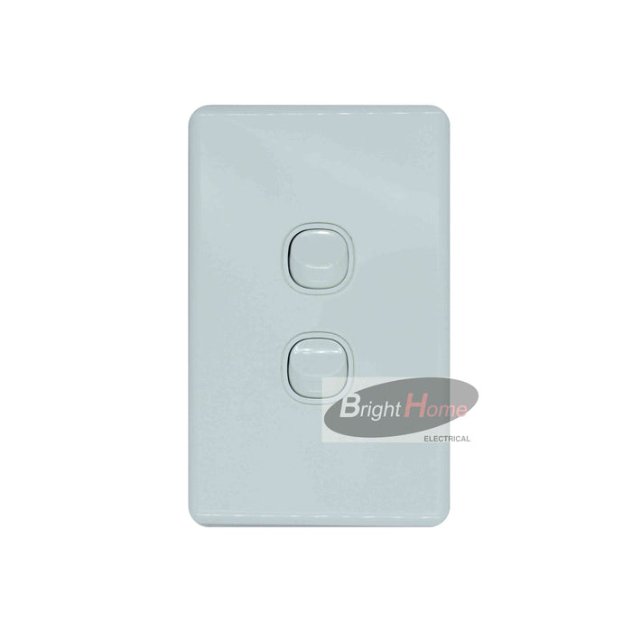 Slim 2 Gang Switch White base White cover