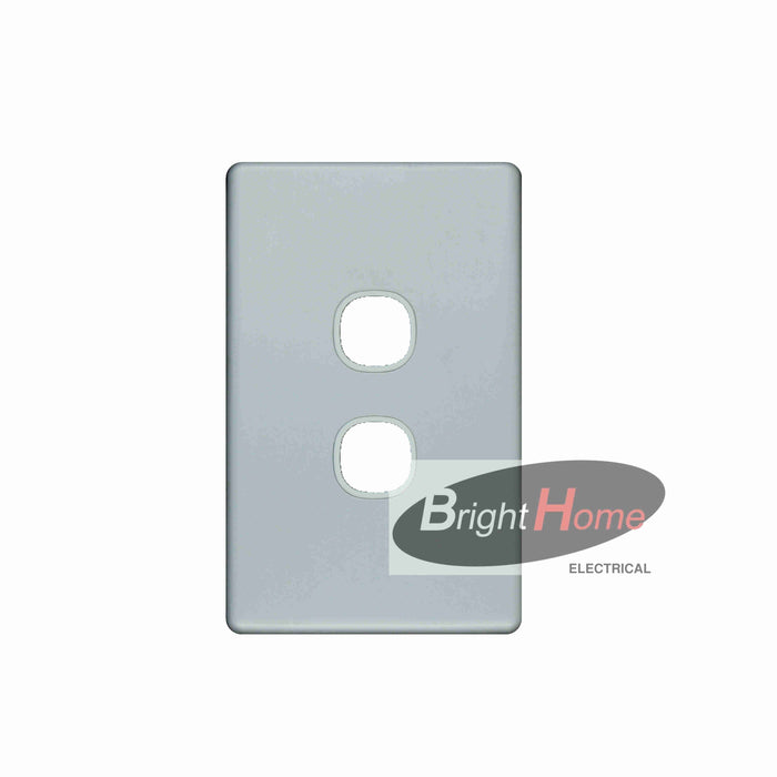 Slim 2 Gang Switch Grid Panel only White base Silver cover